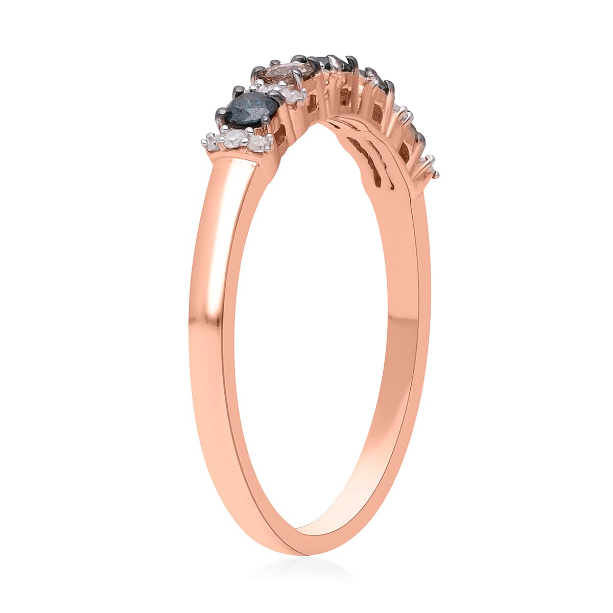 Multi Color Diamond Ring in Vermeil Rose Gold Over Sterling Silver (Size 7.0) 0.50 ctw image number 3