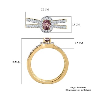 Lavender Spinel and White Zircon 0.94 ctw Ring in 14K YG Over Sterling Silver (Size 11.5)