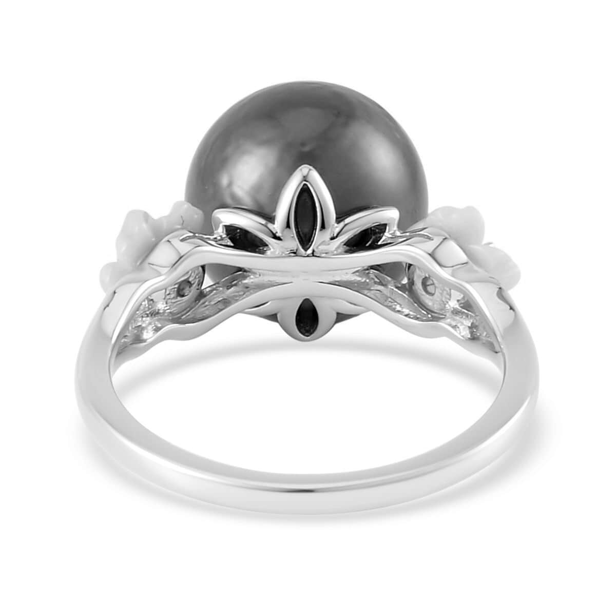 Tahitian Cultured Pearl and Multi Gemstone Ring in Rhodium Over Sterling Silver (Size 8.0) image number 4