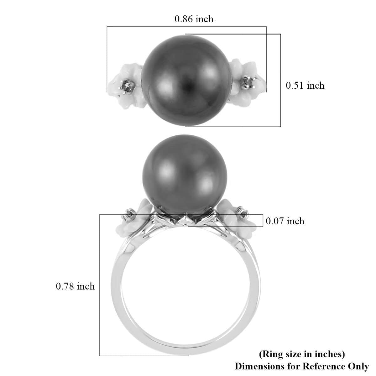 Tahitian Cultured Pearl and Multi Gemstone Ring in Rhodium Over Sterling Silver (Size 8.0) image number 5