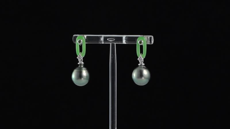 Tahitian Cultured Pearl and Multi Gemstone Earrings in Rhodium Over Sterling Silver 3.25 ctw