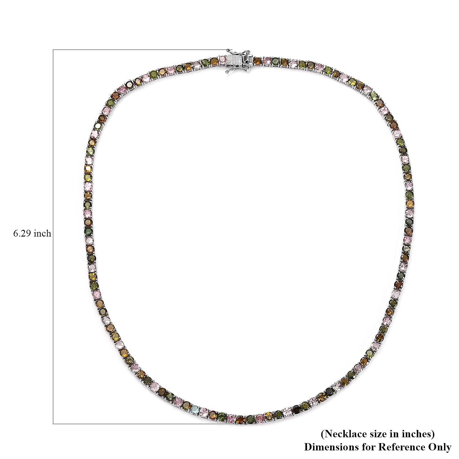 Buy Multi-Tourmaline Tennis Necklace 18 Inches in Platinum