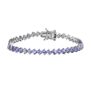 Tanzanite Sea Waves Bracelet in Platinum Over Sterling Silver (6.50 In) 7.30 ctw