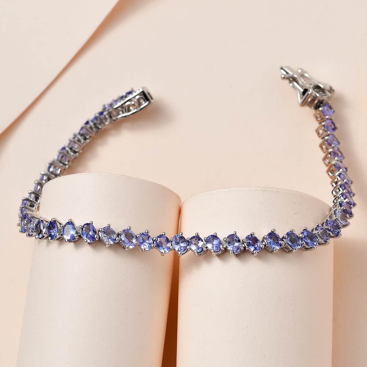 Tanzanite Sea Waves Bracelet in Platinum Over Sterling Silver (6.50 In) 7.30 ctw image number 1