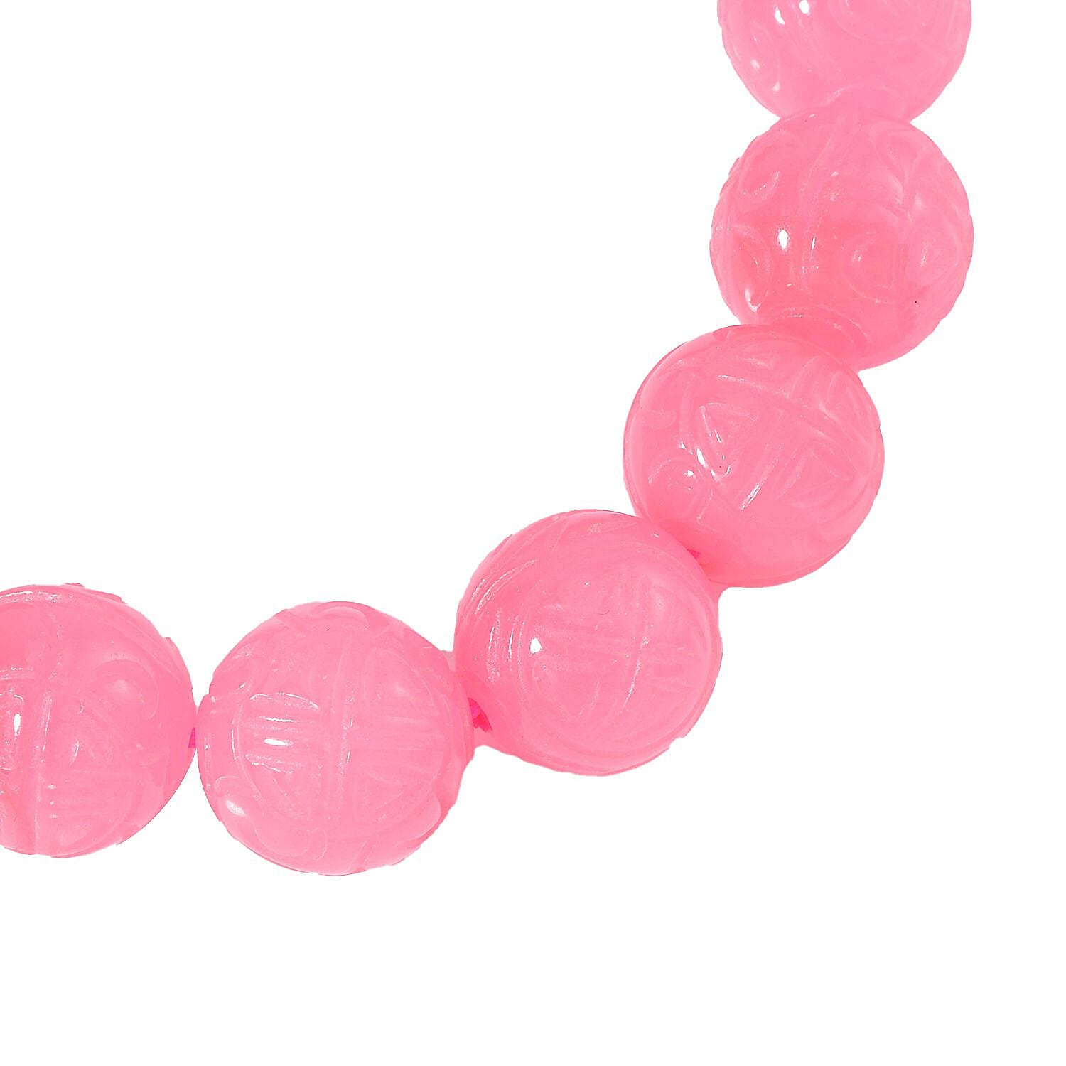 Pink Jade (D) 421.00 ctw Beaded Stretch Bracelet (7 In)