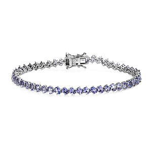 Tanzanite Sea Waves Bracelet in Platinum Over Sterling Silver (7.25 In) 8.15 ctw