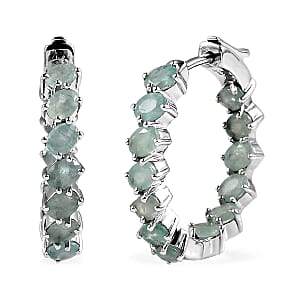 Grandidierite Inside Out Hoop Earrings in Platinum Over Sterling Silver 4.40 ctw