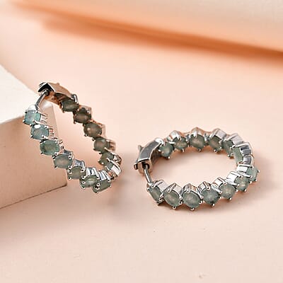 Grandidierite Inside Out Hoop Earrings in Platinum Over Sterling Silver 4.40 ctw