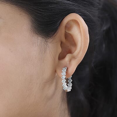 Grandidierite Inside Out Hoop Earrings in Platinum Over Sterling Silver 4.40 ctw