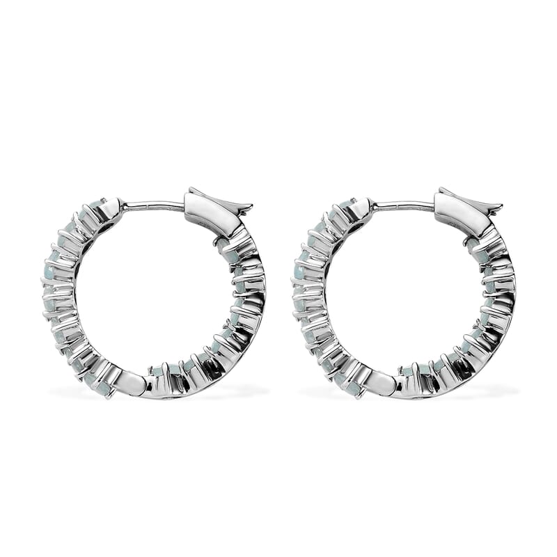 Grandidierite Inside Out Hoop Earrings in Platinum Over Sterling Silver 4.40 ctw