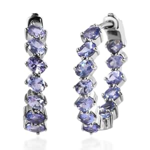 Tanzanite Sea Waves Earrings in Platinum Over Sterling Silver 4.00 ctw