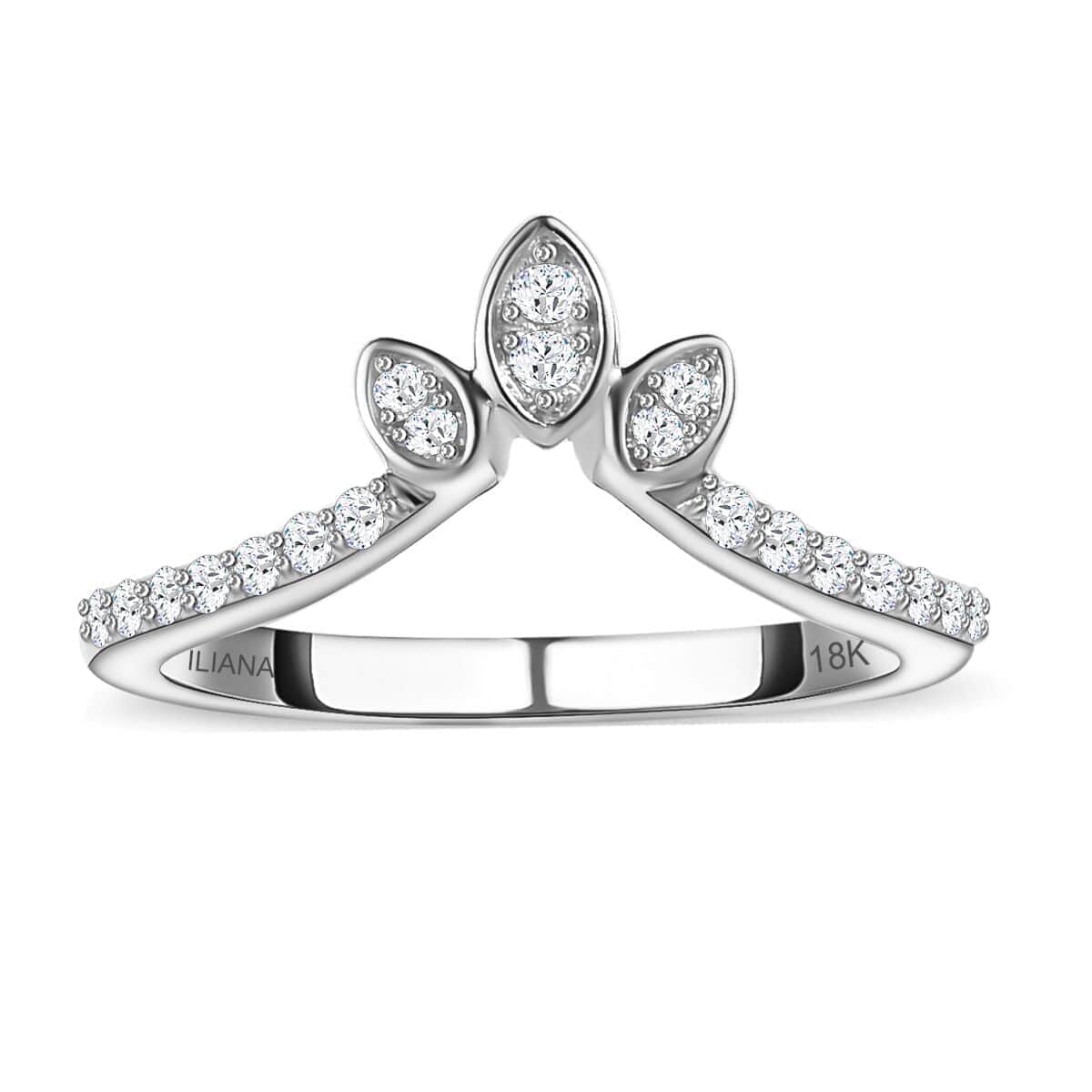 Iliana 18K White Gold Diamond (G-H, SI) Floral Chevron Band Ring (Size 6.0) 0.20 ctw image number 0