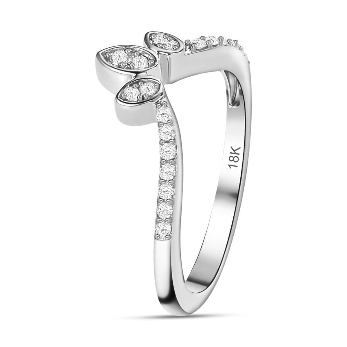 Iliana 18K White Gold Diamond (G-H, SI) Floral Chevron Band Ring (Size 6.0) 0.20 ctw image number 3