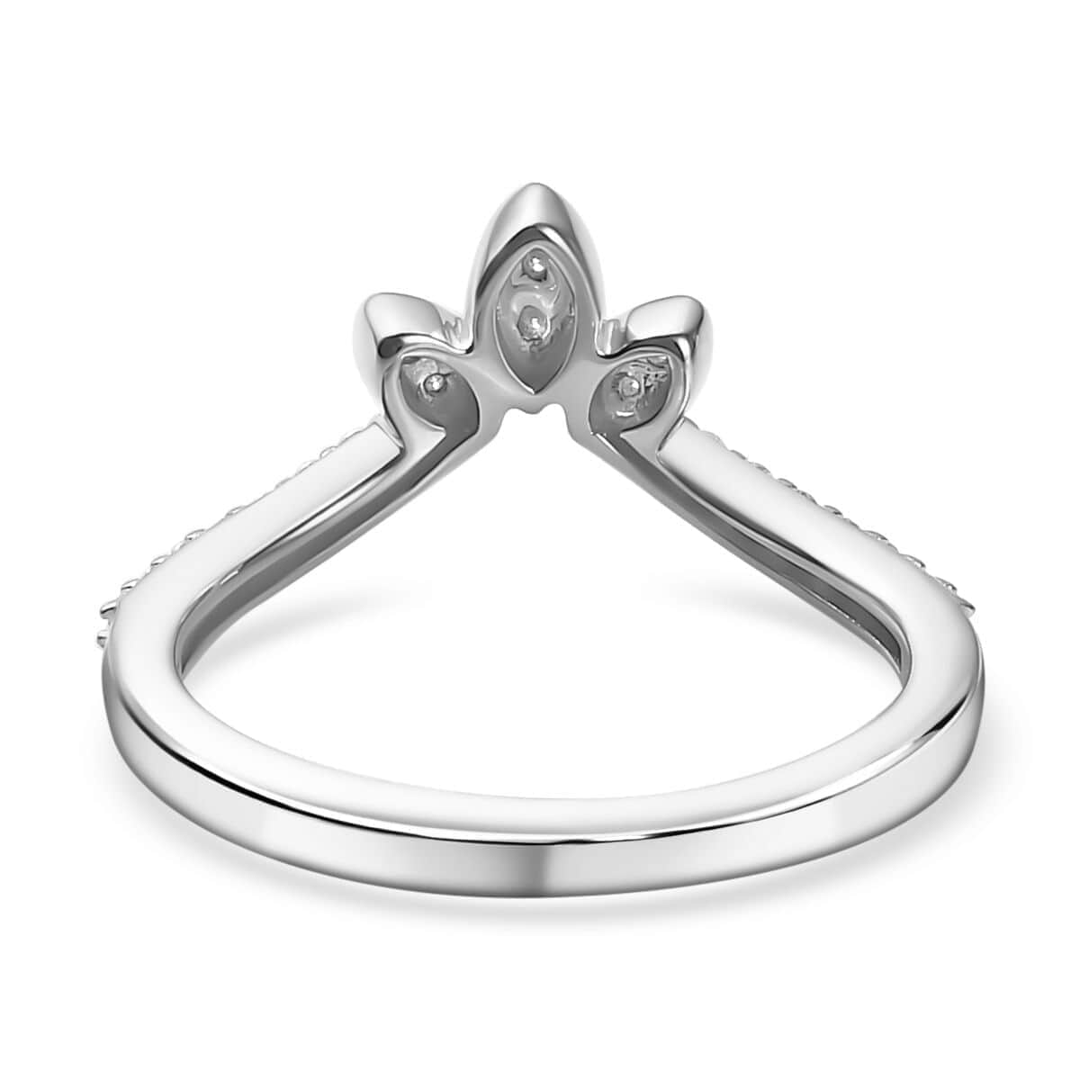 Iliana 18K White Gold Diamond (G-H, SI) Floral Chevron Band Ring (Size 6.0) 0.20 ctw image number 4