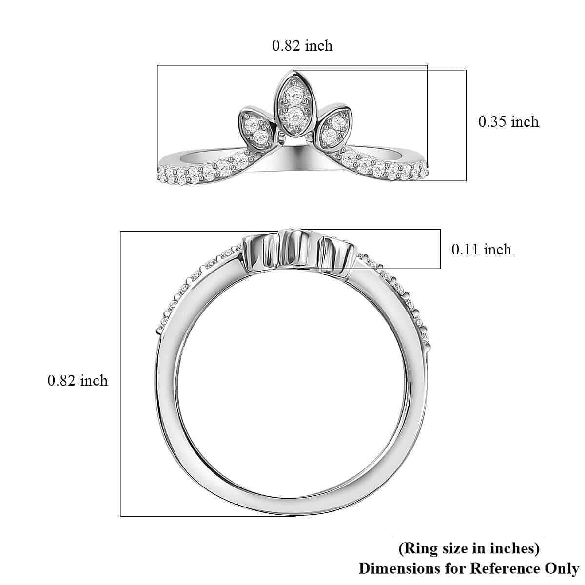 Iliana 18K White Gold Diamond G-H SI Floral Chevron Band Ring (Size 6.0) 0.20 ctw