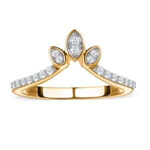 Iliana 18K Yellow Gold Diamond G-H SI Floral Chevron Band Ring (Size 6.0) 0.20 ctw