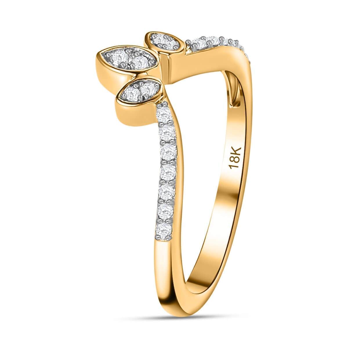Iliana 18K Yellow Gold Diamond G-H SI Floral Chevron Band Ring (Size 6.0) 0.20 ctw image number 3