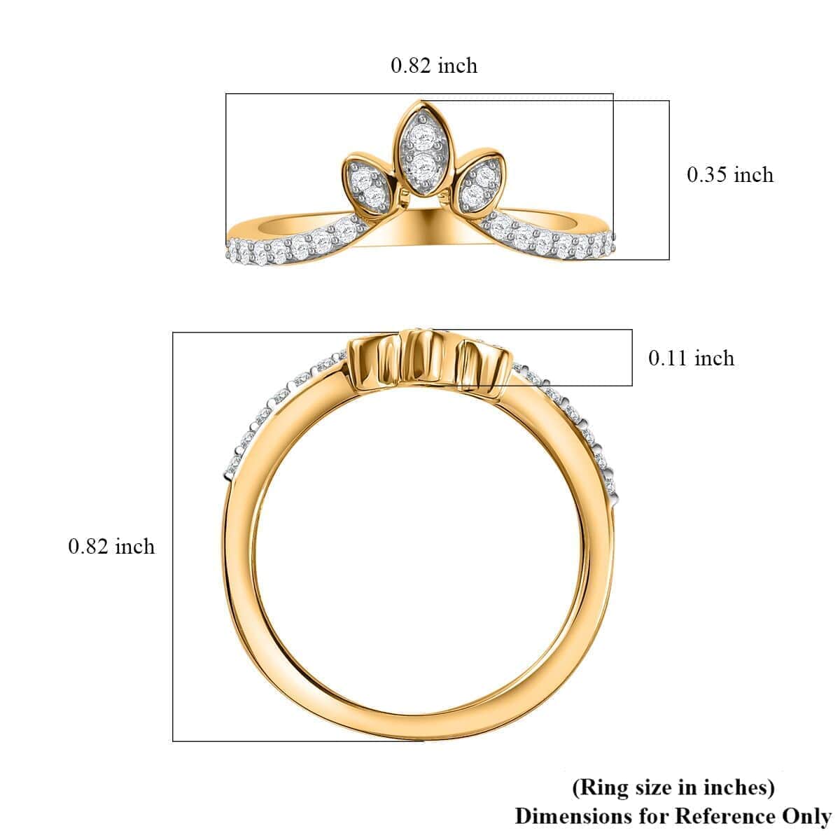 Iliana 18K Yellow Gold Diamond G-H SI Floral Chevron Band Ring (Size 6.0) 0.20 ctw image number 5