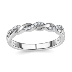 Iliana 18K White Gold Diamond G-H SI1 Forever Love Twisted Band Ring (Size 6.0) 0.10 ctw