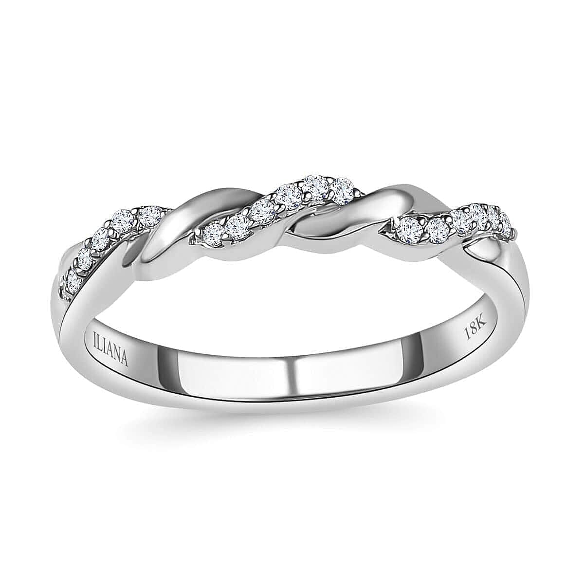 Mother’s Day Gift Iliana 18K White Gold Diamond G-H SI1 Forever Love Twisted Band Ring (Size 6.0) 0.10 ctw image number 0