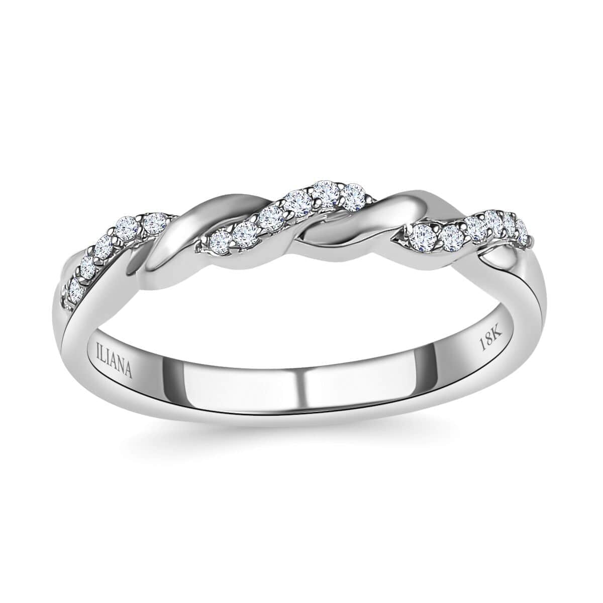 Iliana 18K White Gold Diamond G-H SI1 Forever Love Twisted Band Ring (Size 7.0) 0.10 ctw image number 0