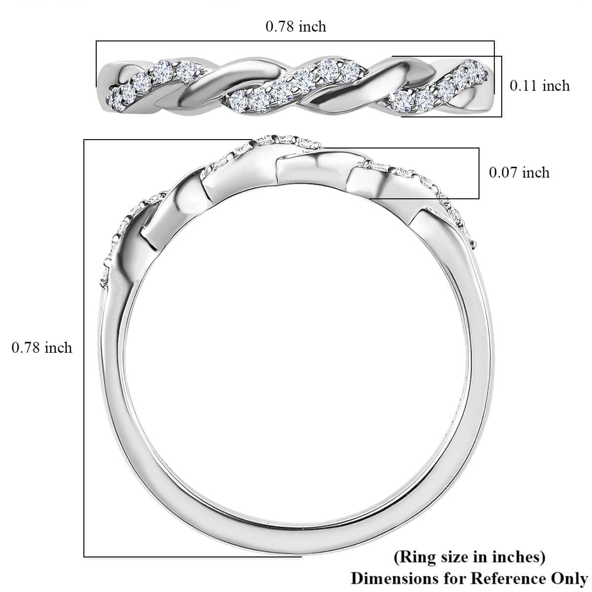 Iliana 18K White Gold Diamond G-H SI1 Forever Love Twisted Band Ring (Size 7.0) 0.10 ctw image number 5