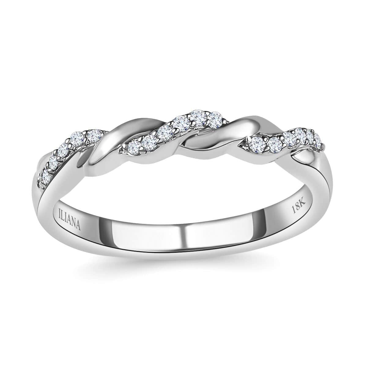 Iliana 18K White Gold Diamond G-H SI1 Forever Love Twisted Band Ring (Size 8.0) 0.10 ctw image number 0