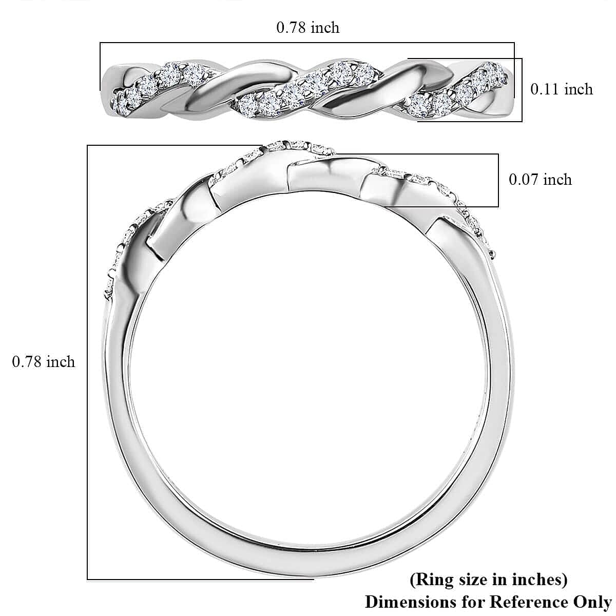Iliana 18K White Gold Diamond G-H SI1 Forever Love Twisted Band Ring (Size 9.0) 0.10 ctw image number 5