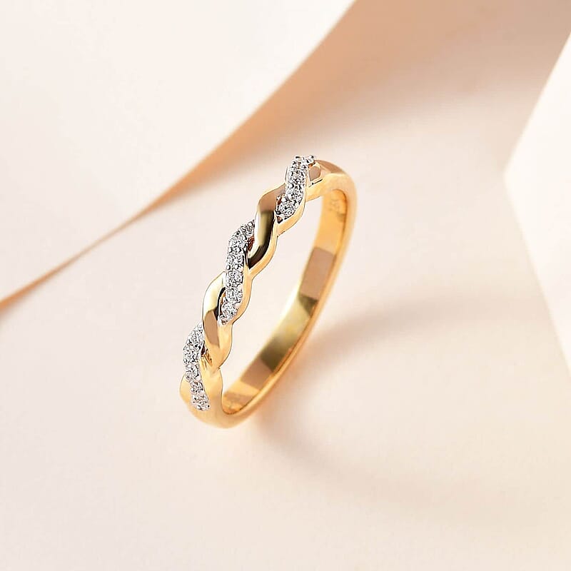 Iliana 18K Yellow Gold Diamond G-H SI1 Forever Love Twisted Band Ring (Size 6.0) 0.10 ctw