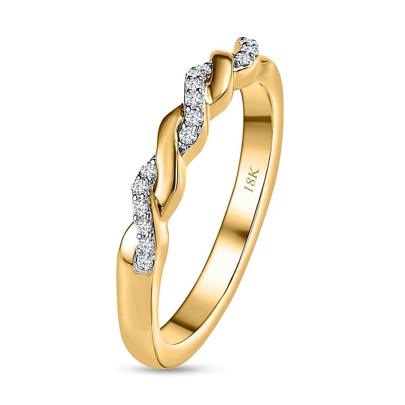 Iliana 18K Yellow Gold Diamond G-H SI1 Forever Love Twisted Band Ring (Size 6.0) 0.10 ctw