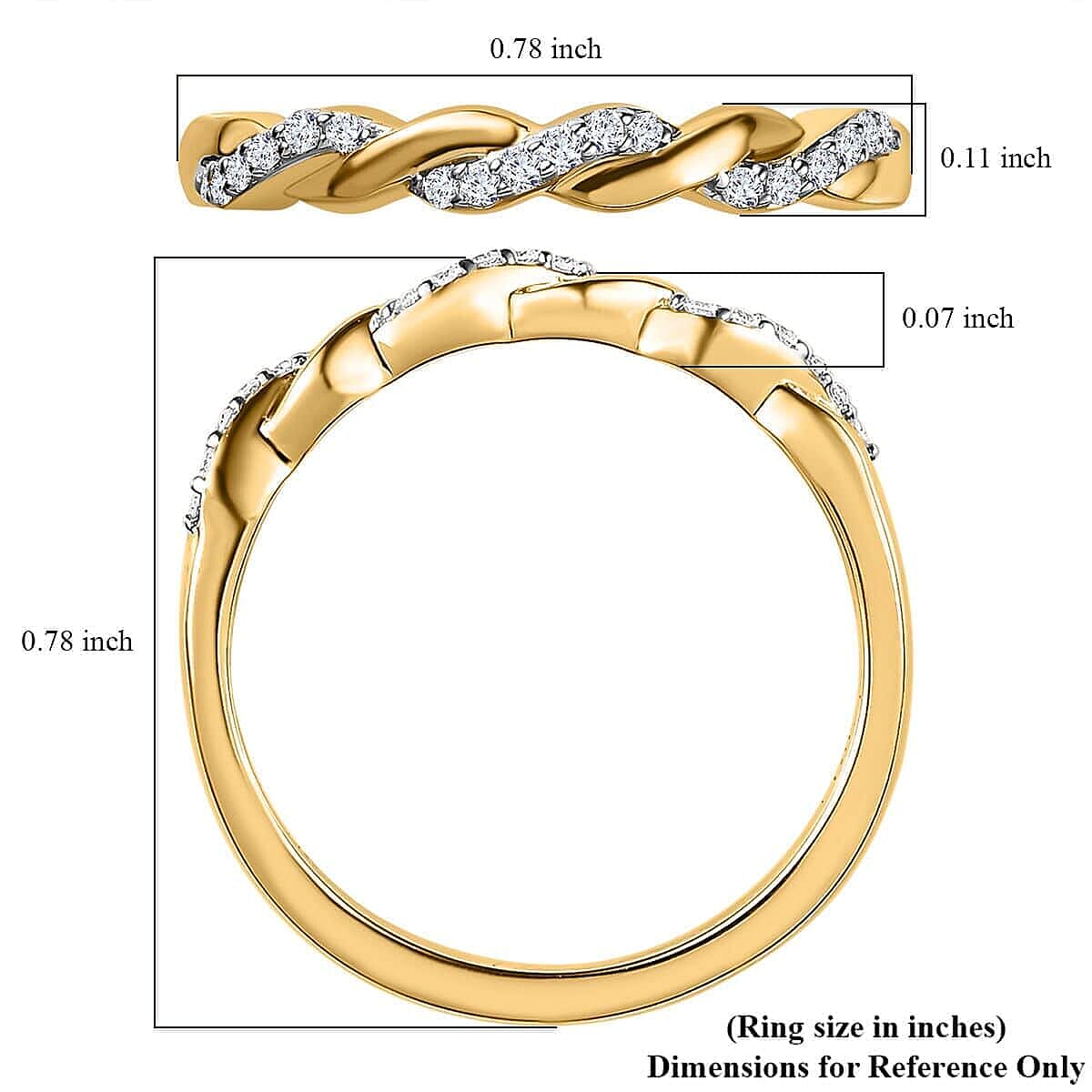 Iliana 18K Yellow Gold Diamond G-H SI1 Forever Love Twisted Band Ring (Size 6.0) 0.10 ctw image number 5