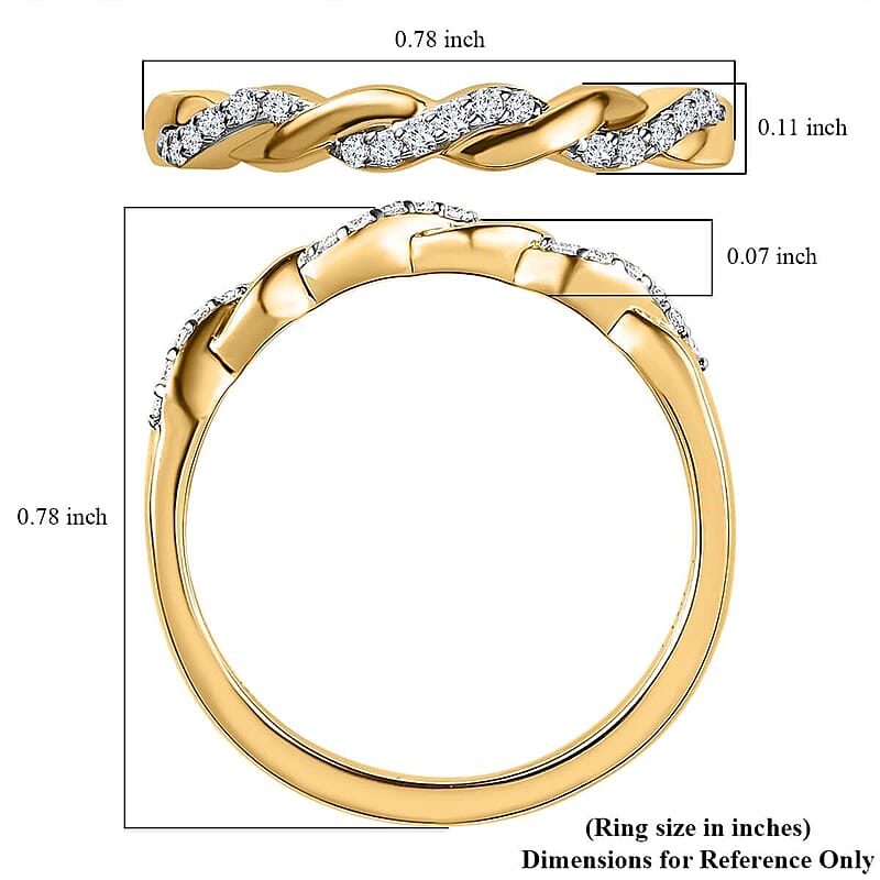 Iliana 18K Yellow Gold Diamond G-H SI1 Forever Love Twisted Band Ring (Size 6.0) 0.10 ctw
