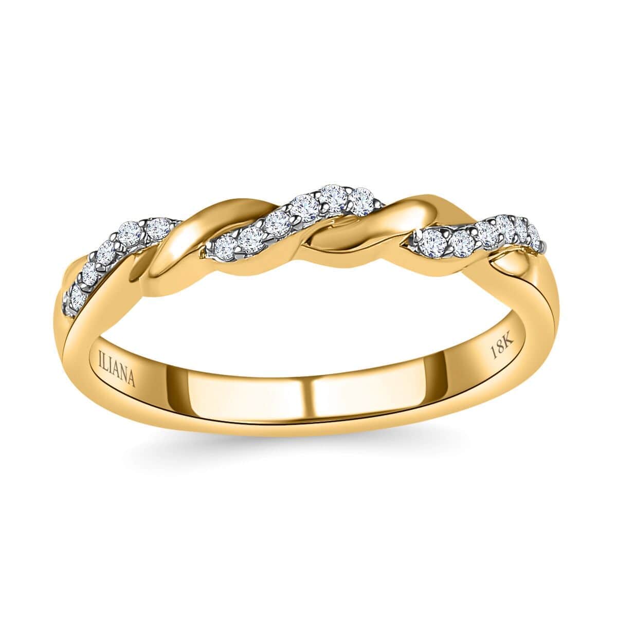 Iliana 18K Yellow Gold Diamond G-H SI1 Forever Love Twisted Band Ring (Size 7.0) 0.10 ctw image number 0