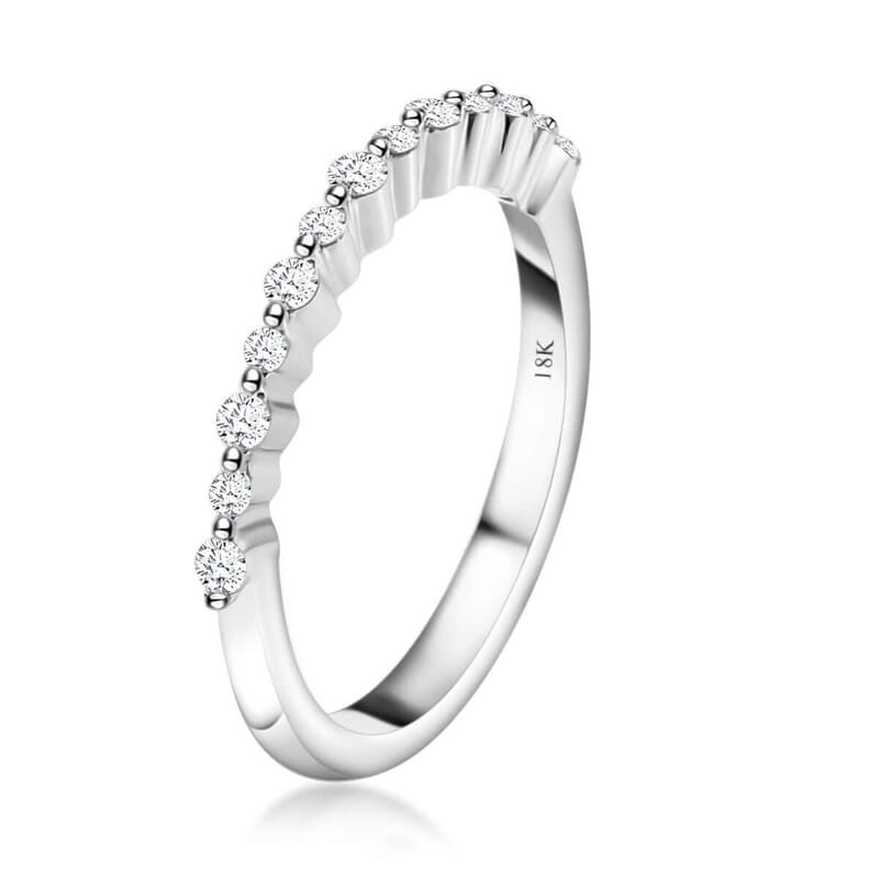 Iliana 18K White Gold G-H SI1 White Diamond Band Ring (Size 6.0) 2.65 Grams 0.25 ctw