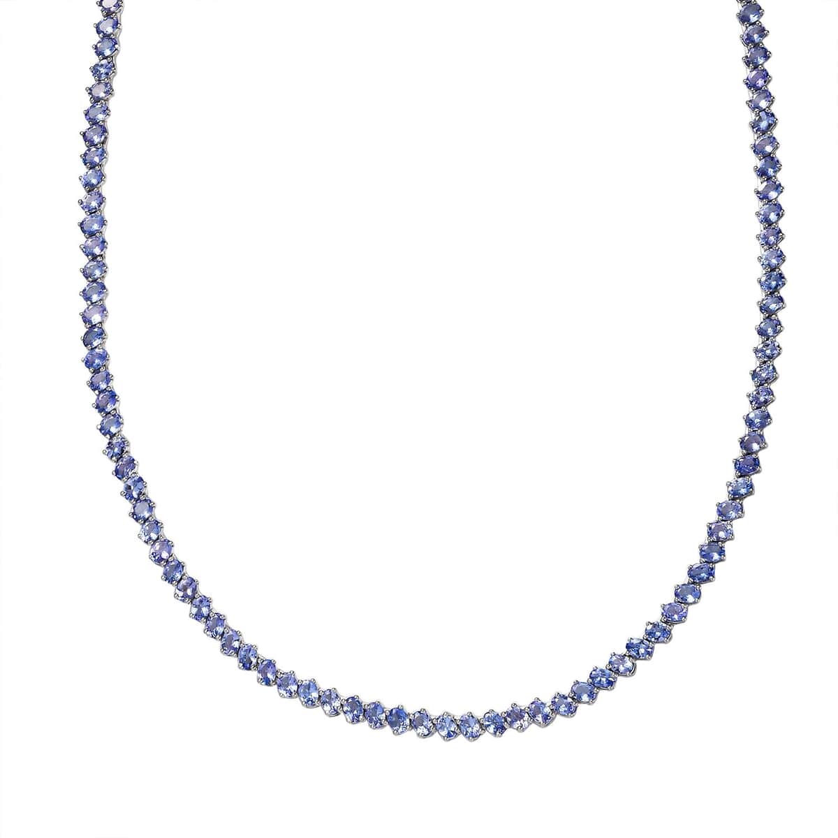 Doorbuster Tanzanite Tennis Necklace (18 Inches) in Platinum Over Sterling Silver 20.15 ctw image number 0
