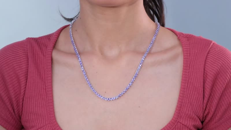 Doorbuster Tanzanite Tennis Necklace (18 Inches) in Platinum Over Sterling Silver 20.15 ctw