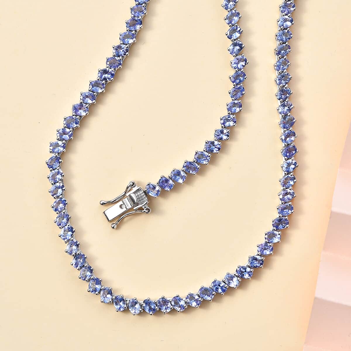 Doorbuster Tanzanite Tennis Necklace (18 Inches) in Platinum Over Sterling Silver 20.15 ctw image number 1