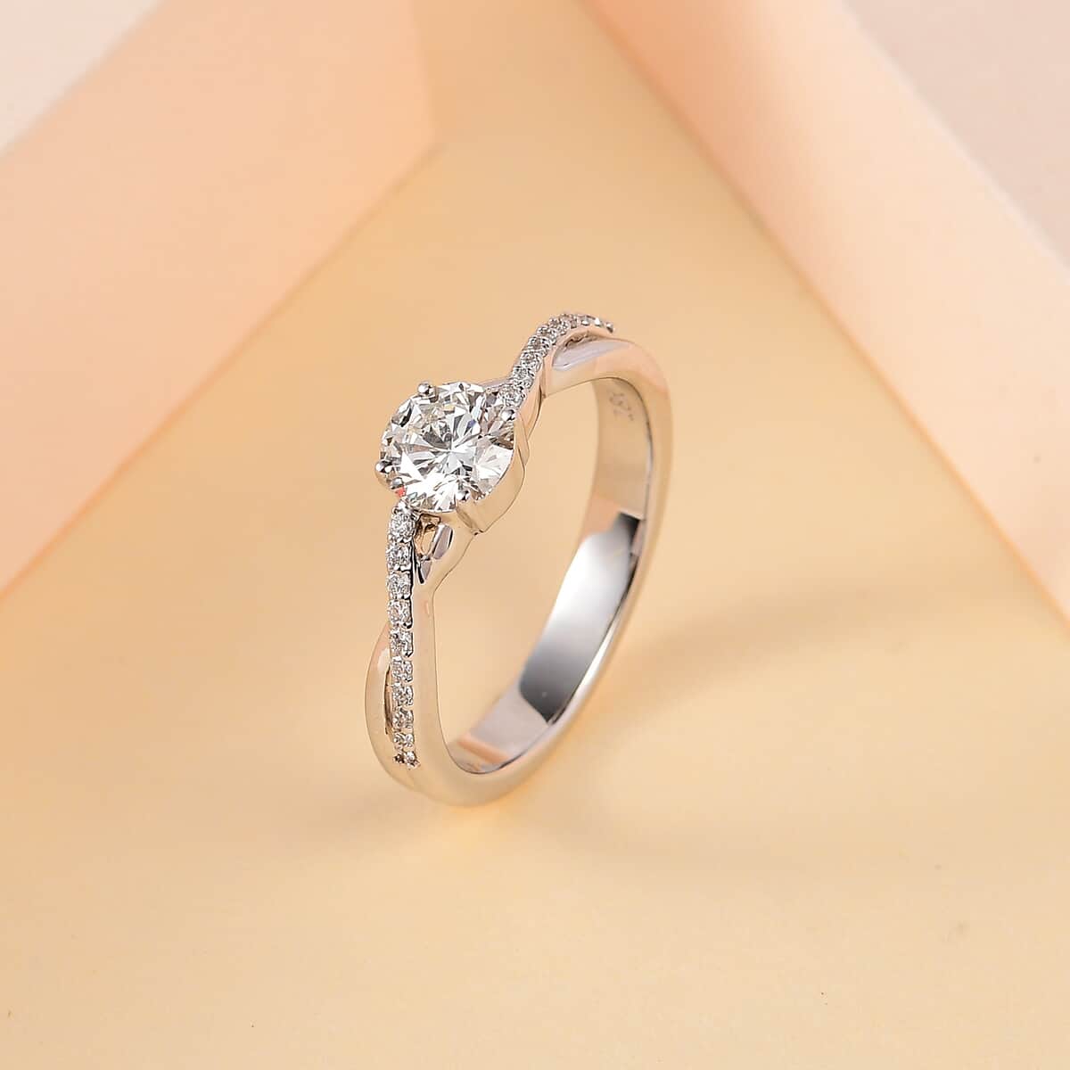 Iliana 18K White Gold G-H SI1 Diamond Criss Cross Ring (Size 6.0) 4.15 Grams 0.75 ctw image number 1