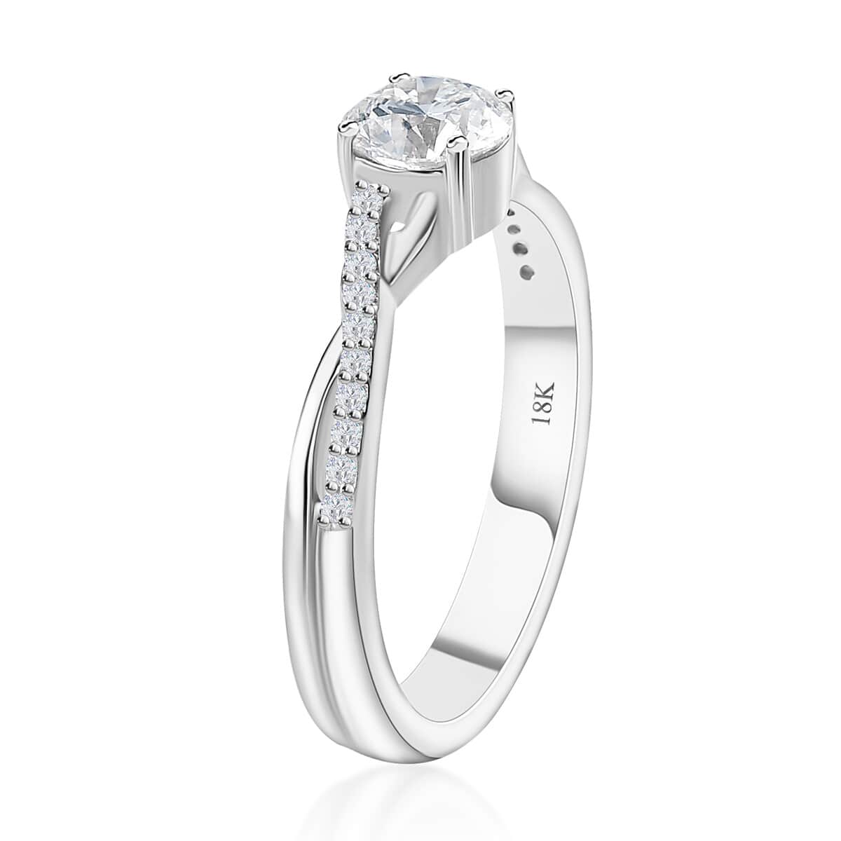 Iliana 18K White Gold G-H SI1 Diamond Criss Cross Ring (Size 6.0) 4.15 Grams 0.75 ctw image number 4