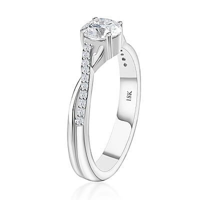 Iliana 18K White Gold G-H SI1 Diamond Criss Cross Ring (Size 7.0) 4.15 Grams 0.75 ctw