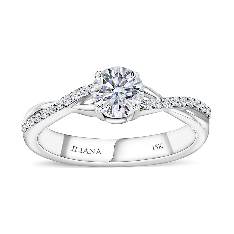 Iliana 18K White Gold G-H SI1 Diamond Criss Cross Ring (Size 8.0) 4.15 Grams 0.75 ctw