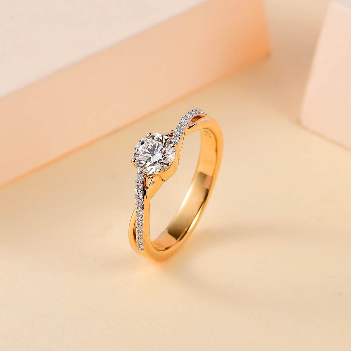 Iliana 18K Yellow Gold G-H SI1 Diamond Criss Cross Ring (Size 6.0) 3.95 Grams 0.75 ctw image number 1