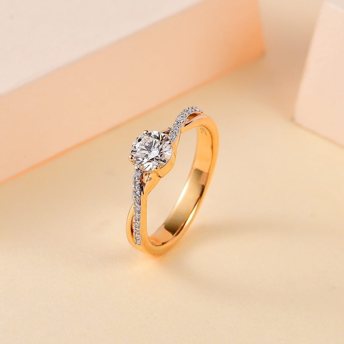 Iliana 18K Yellow Gold G-H SI1 Diamond Criss Cross Ring (Size 7.0) 3.95 Grams 0.75 ctw image number 1