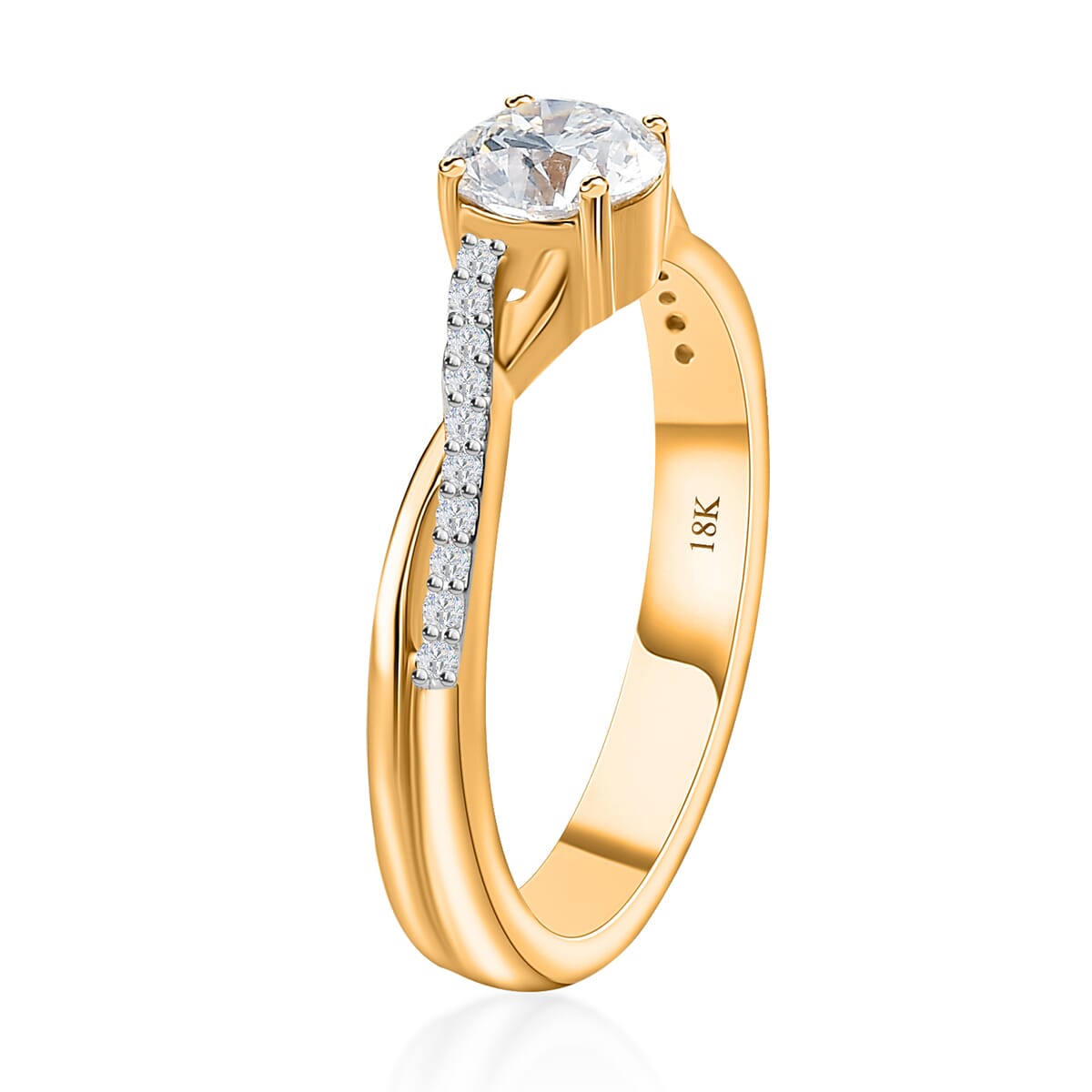 Iliana 18K Yellow Gold G-H SI1 Diamond Criss Cross Ring (Size 7.0) 3.95 Grams 0.75 ctw image number 4