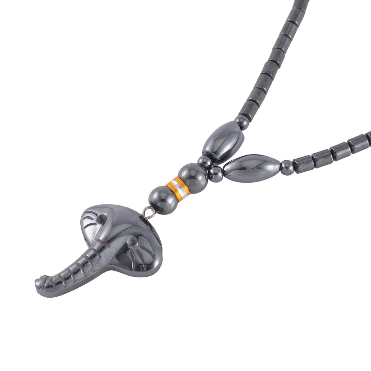 Hematite Elephant Pendant with Beaded Necklace (20 Inches) in Dualtone 100.00 ctw image number 3