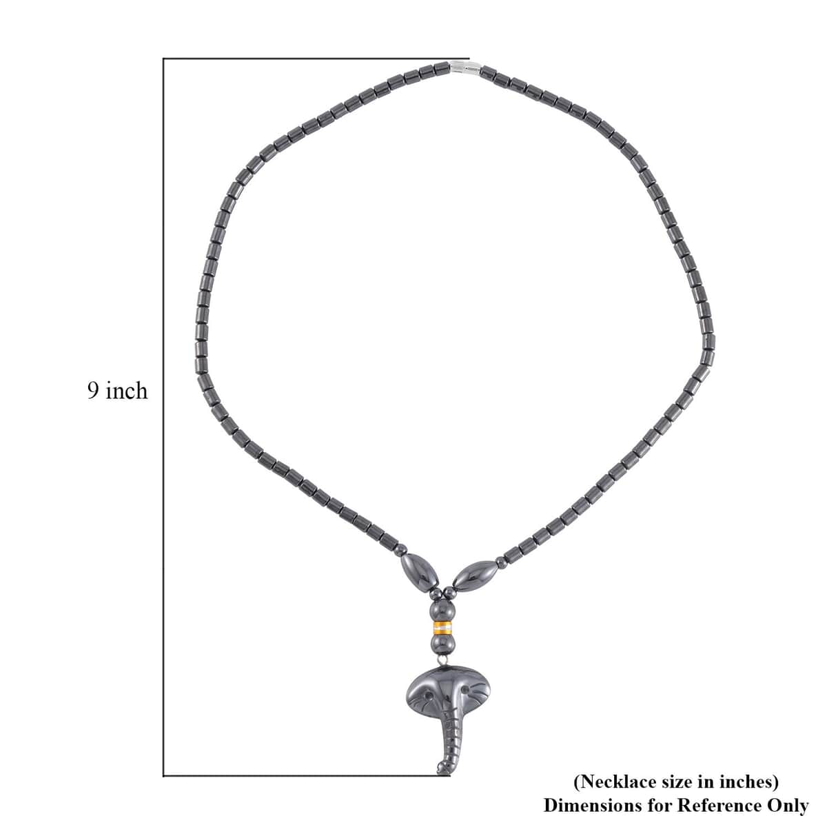 Hematite Elephant Pendant with Beaded Necklace 20 Inches in Dualtone 100.00 ctw image number 5