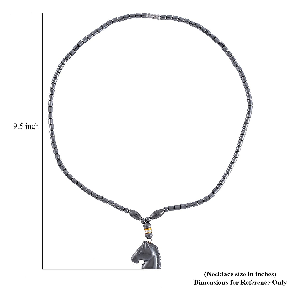 Hematite Horse Shape Pendant with Beaded Necklace 20 Inches in Dualtone 100.00 ctw image number 5