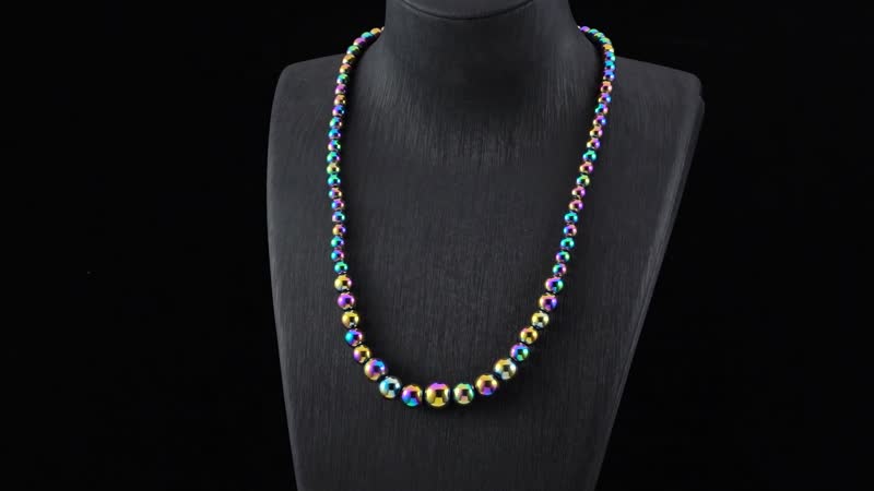 Magic Plated Hematite Beaded Necklace 20 Inches in Silvertone 120.00 ctw