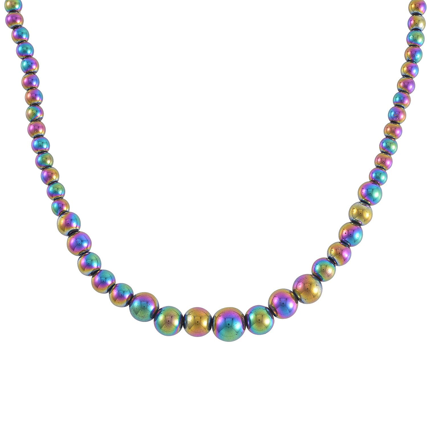  Magic Plated Hematite Beaded Necklace 20 Inches in Silvertone 120.00 ctw