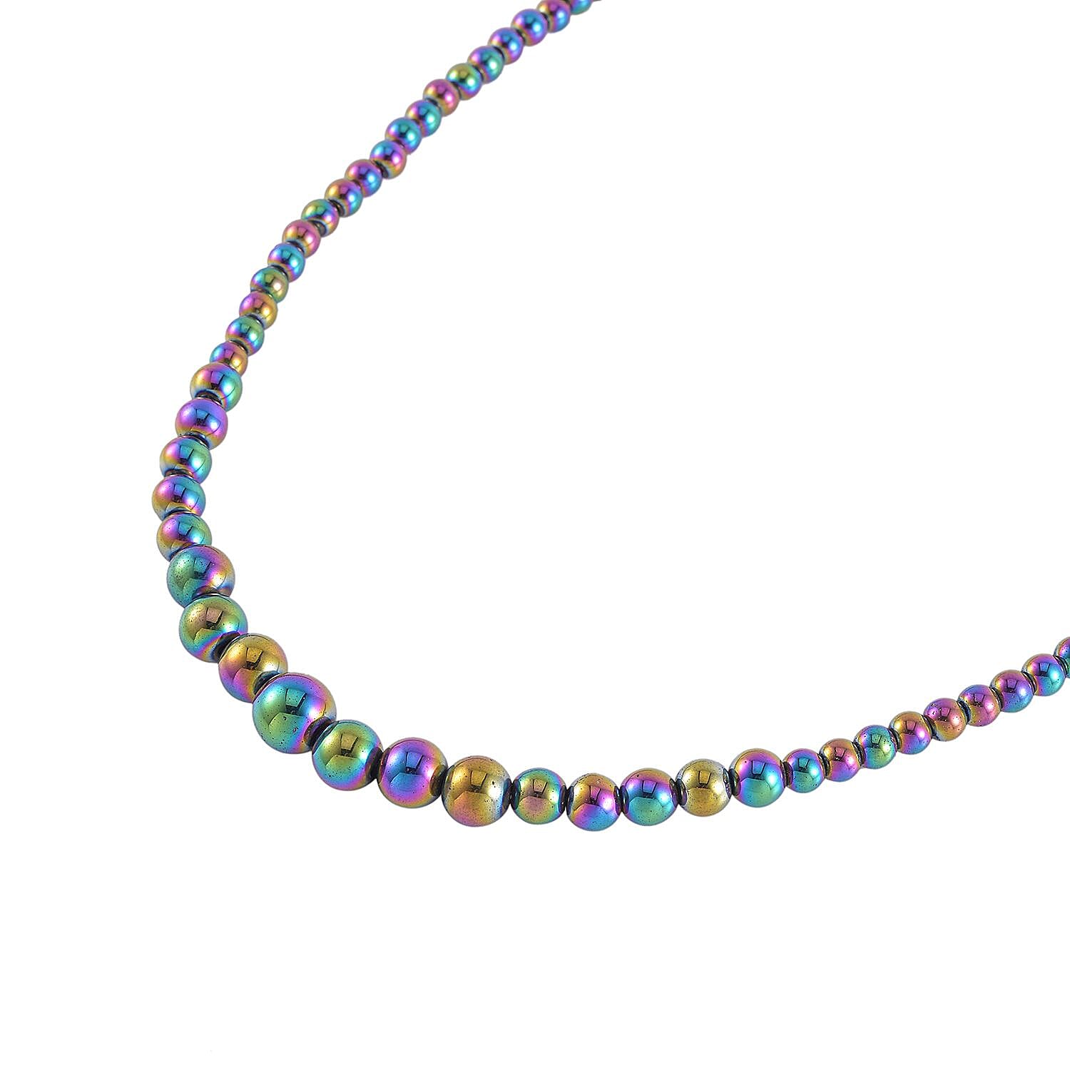  Magic Plated Hematite Beaded Necklace 20 Inches in Silvertone 120.00 ctw